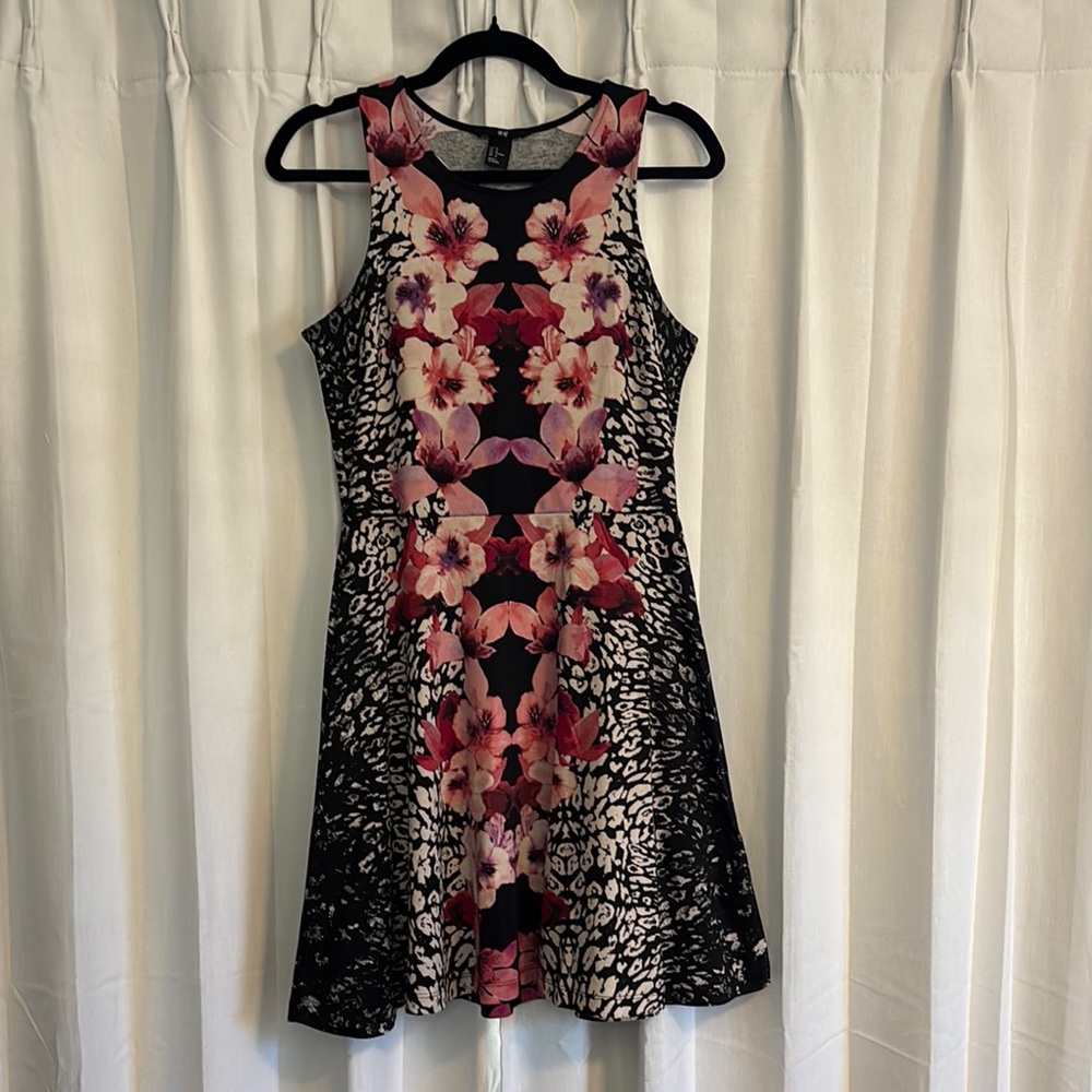 H&M Black and Pink Floral Mini Dress